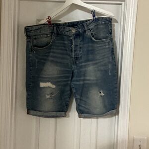 H&M Light Blue Distressed Jean Shorts